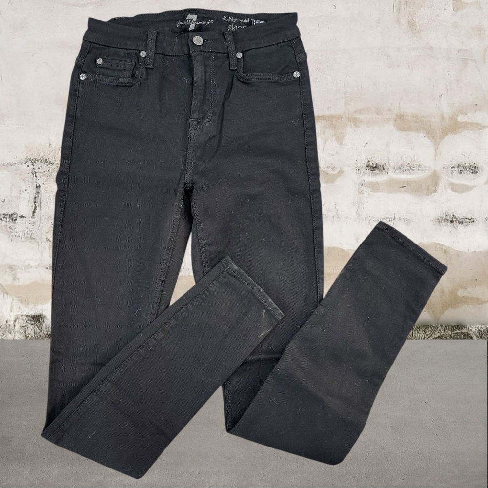 7 For All Mankind Women's Ankle Skinny Jeans Black Size 25 - Picture 2 of 5
